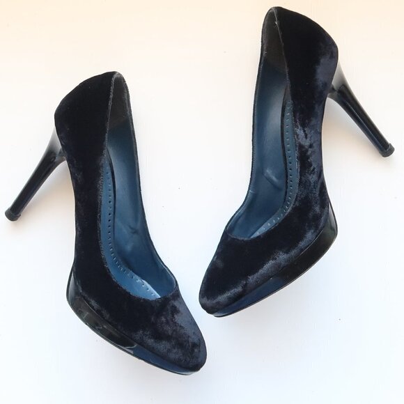 Stella McCartney Black Velvet Almond Toe Heels Pumps Dressy Formal Shoes Size 8
